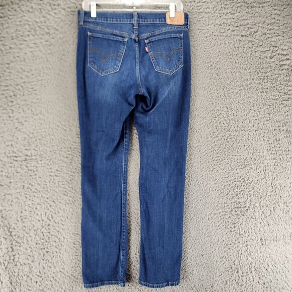 Levis Jeans Womens 28 414 Medium Wash Stretch Mid Rise Relaxed Straight *GUC* - Picture 1 of 12